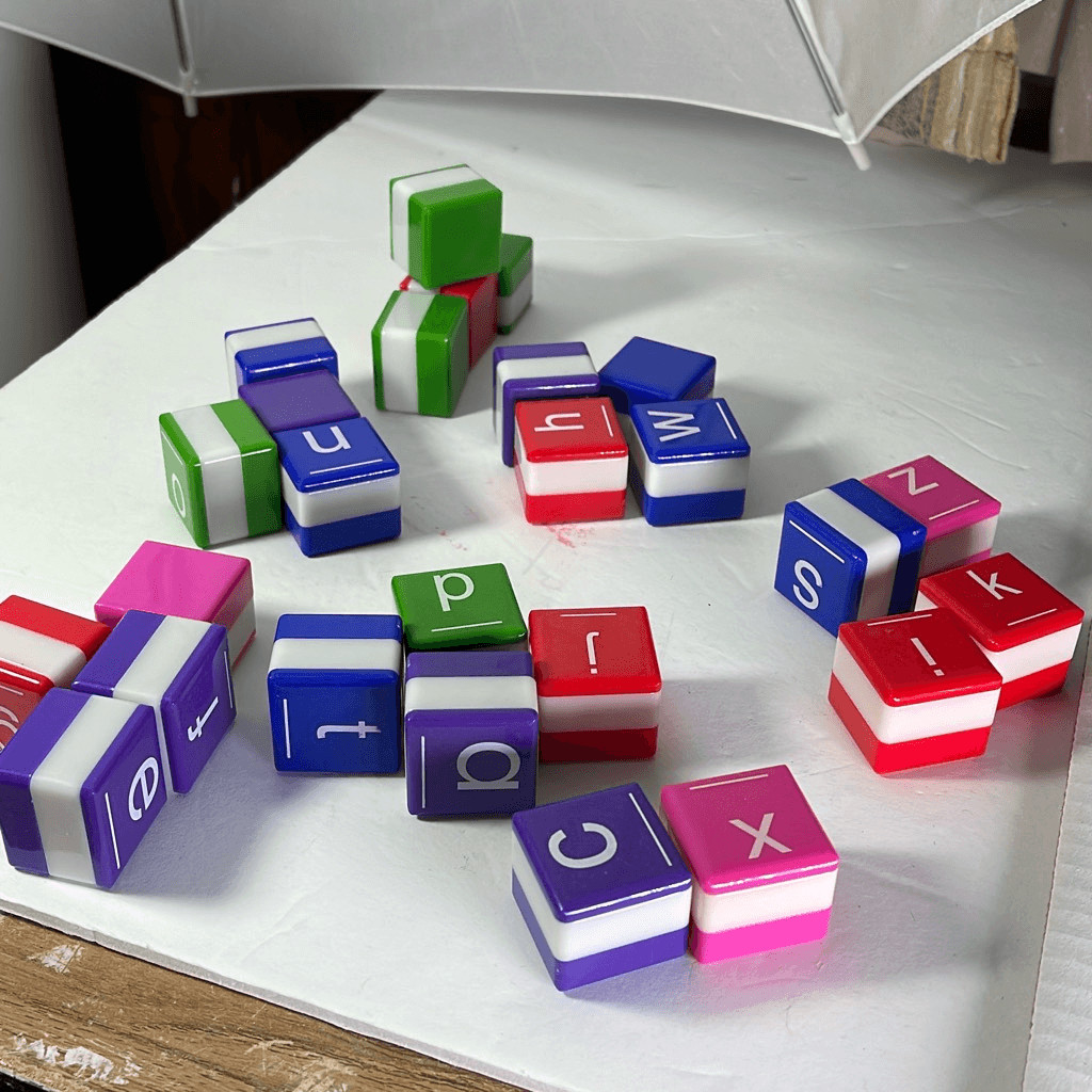 One lot of 1” square 26 letter cubes. Letter recognition spelling word building