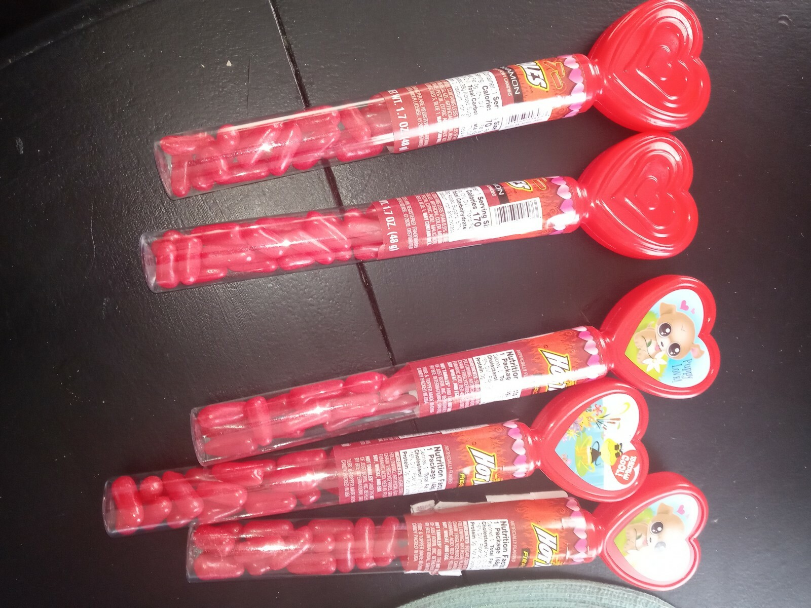 5 Pc Hot Tamalies Tube Candy Heart Classroom For Valentines. See Below