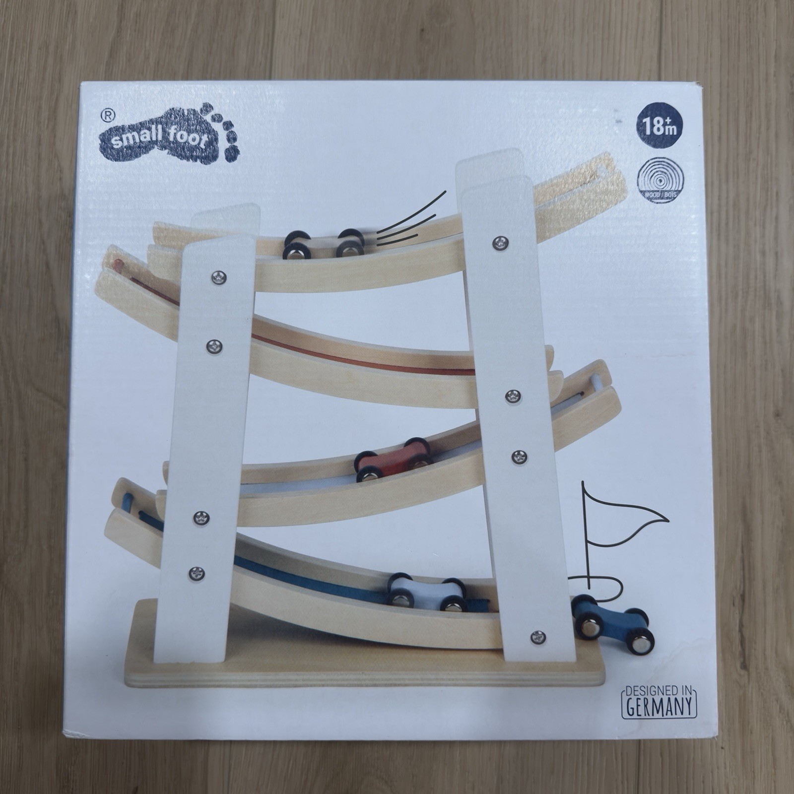 Wooden Classic Racetrack Ramp &Cars Legler Small Foot 11873 Educational Toy 18+m