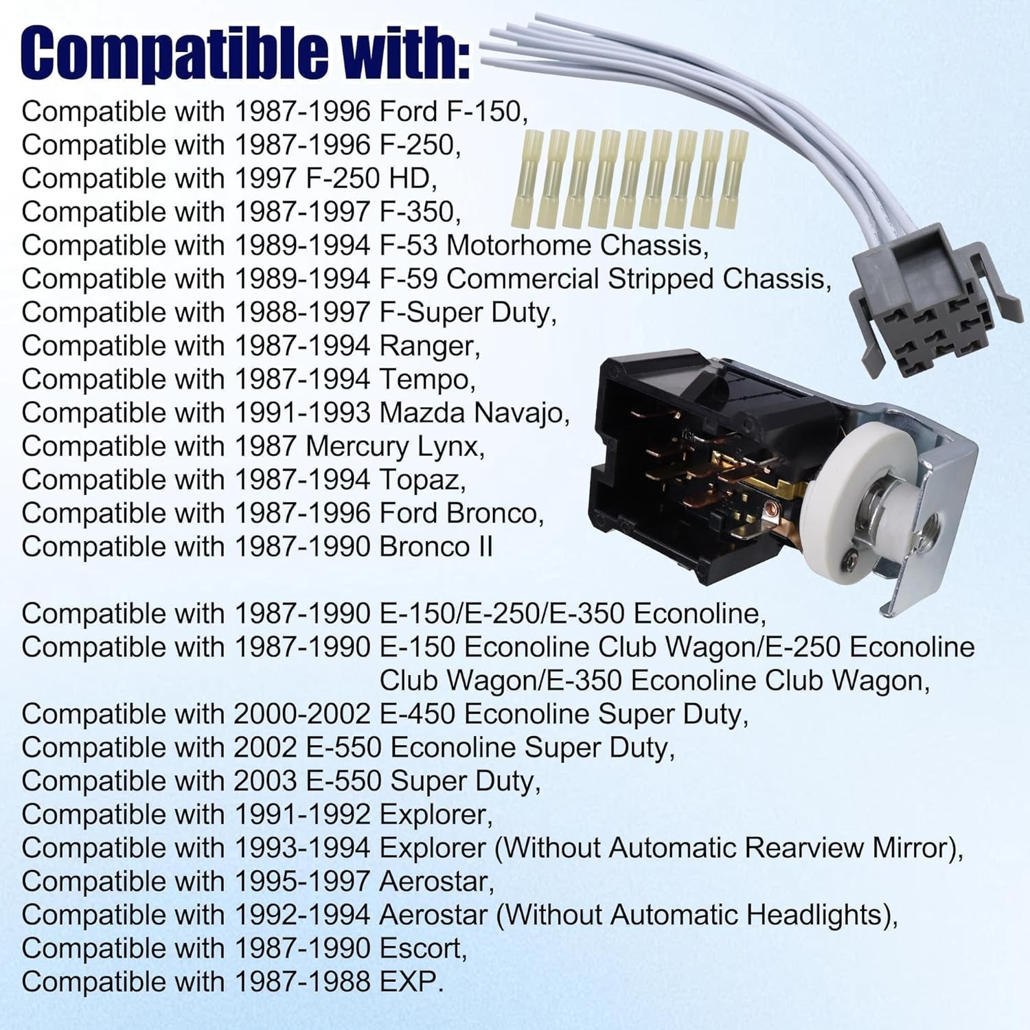 E7TZ-11654-A 9 Terminal Headlight Switch with Connector Wire Harness Fit for