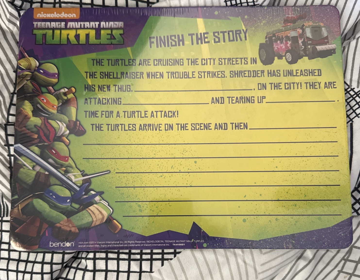 TEENAGE MUTANT NINJA TURTLES WIPE-CLEAN ACTIVITY BOARD DRY ERASE NEW KIDS FUN!