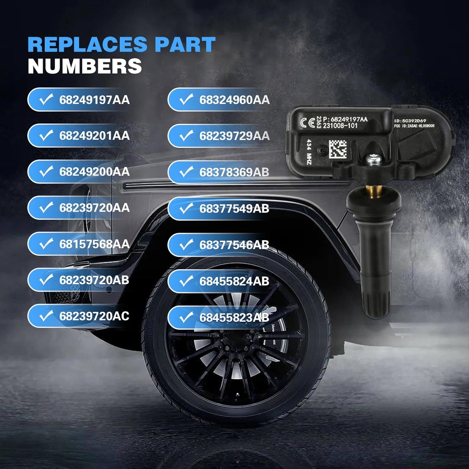 TPMS Sensor 434MHz Tire Pressure Monitoring System Sensor Compatible for
