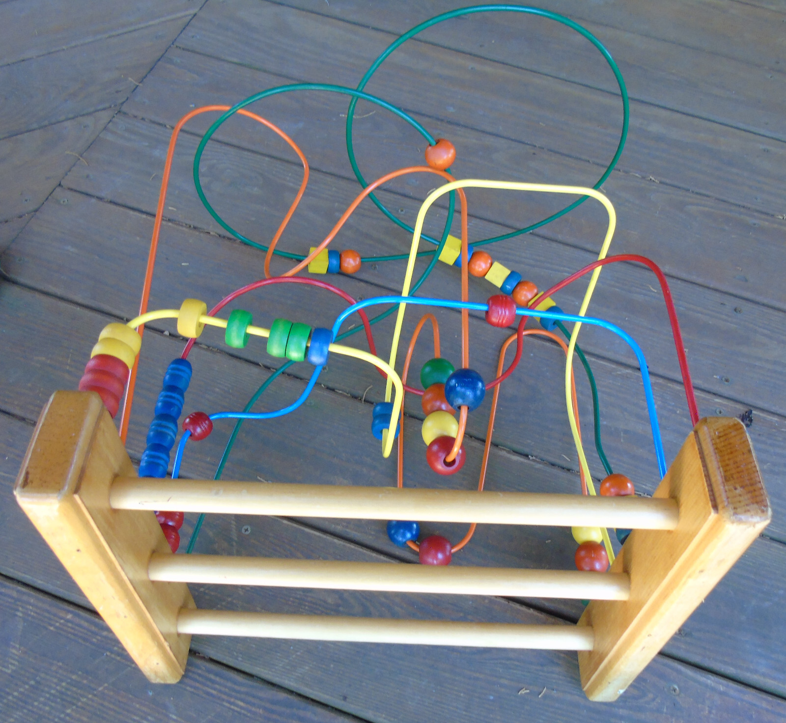 Vintage Metal Wood Anatex Rollercoaster Bead Maze Large Educational Activity Toy