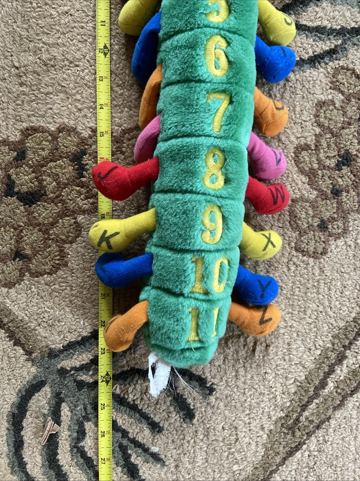 1980s Randtoy INCH WORM Caterpillar Centipede 24″ Plush Numbers Letters Vintage