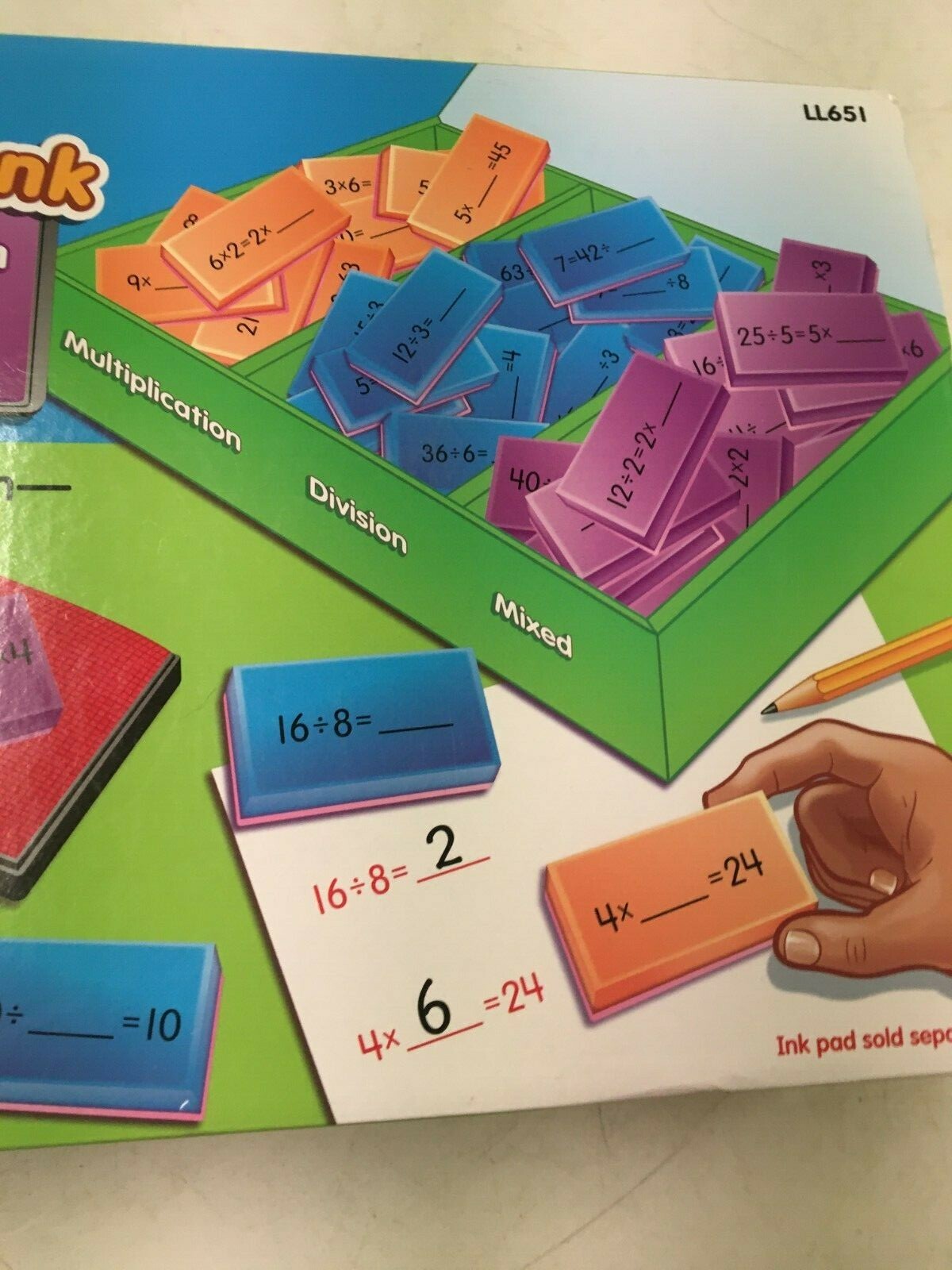 LAKESHORE EDUCATIONAL FILL IN THE BLANK MULTIPLICATION DIVISION STAMPS SET