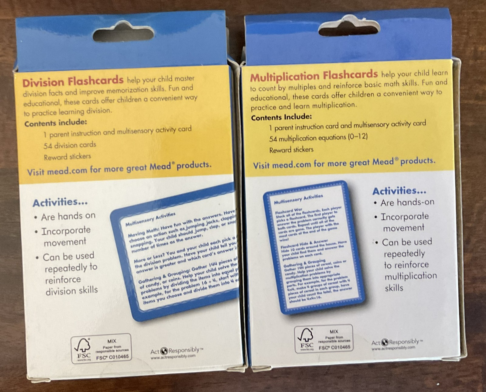 Mead Multiplication and Division Flash Cards – Open/Unused Condition