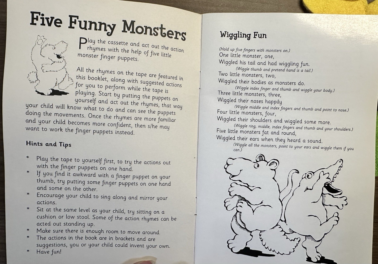 Five Funny Little Monsters-Book, Cassette Tape & 5 New Felt Finger Puppets