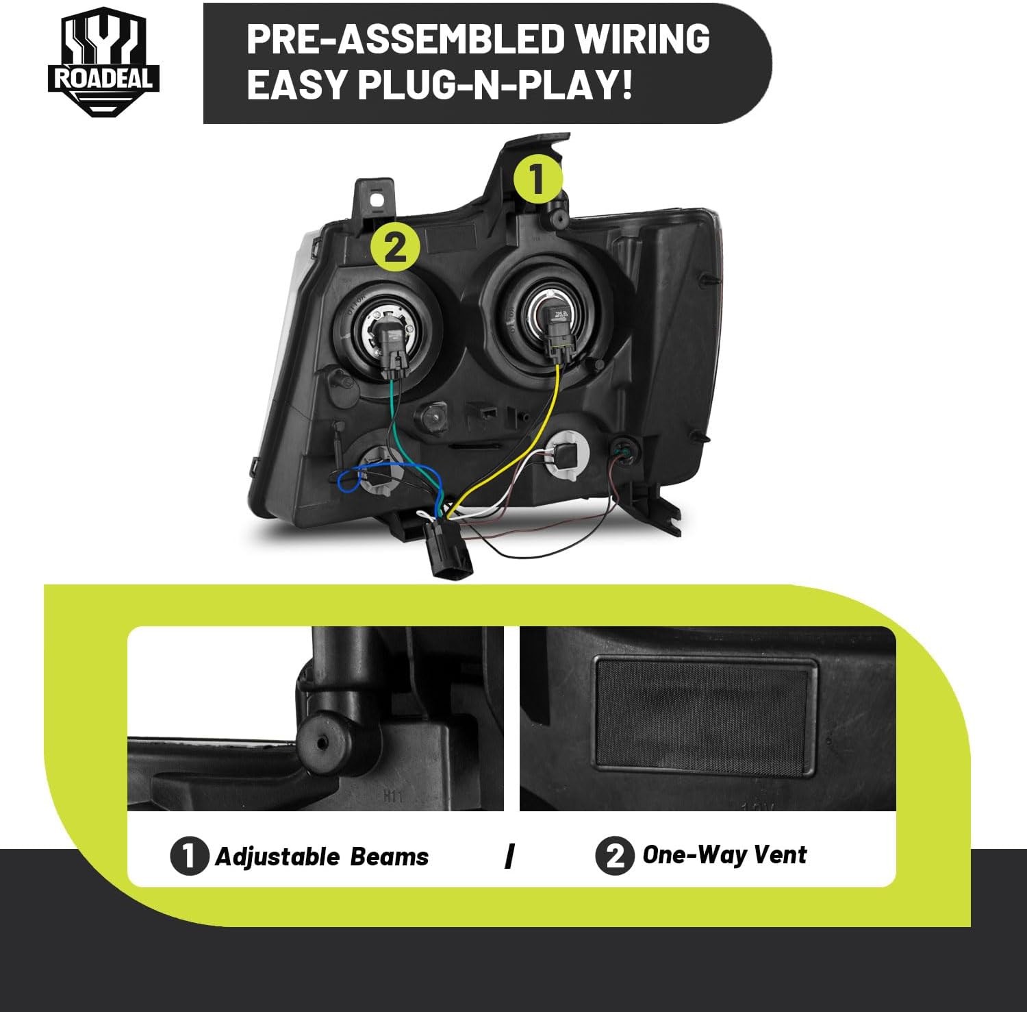 2007-2014 Chevy Tahoe Headlights w Bulbs Pair