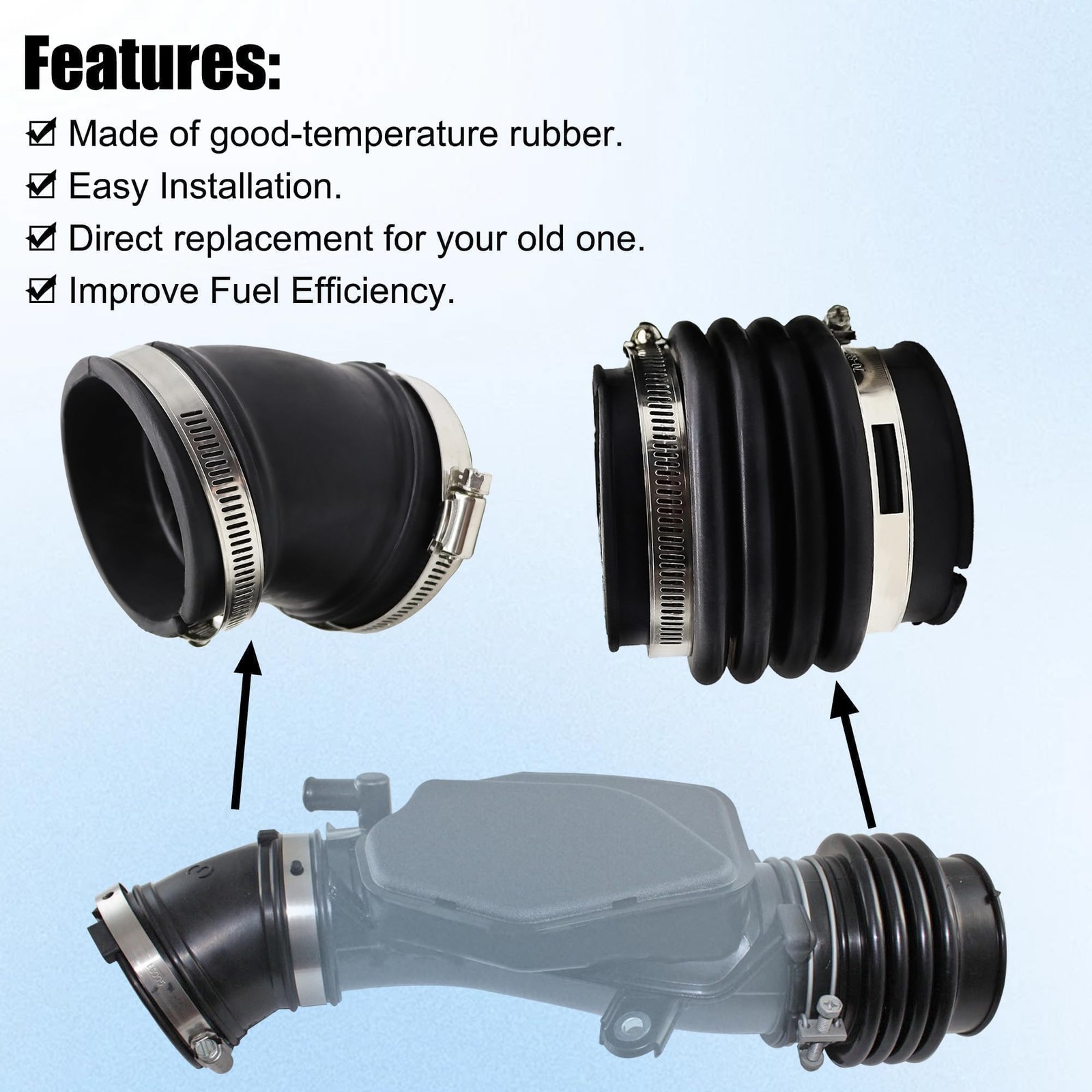16576-EG00A 2 Pcs Air Intake Hose Fits for Infiniti M35 3.5L 2006