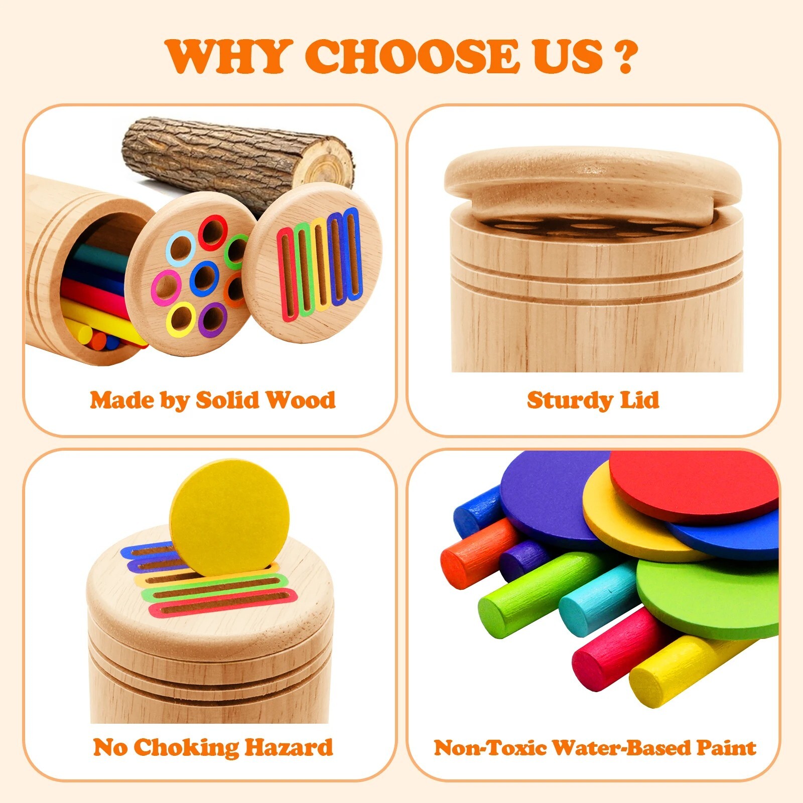 Montessori Wooden Toys Color Sorting Fine Shape Matching Early Educational Toys