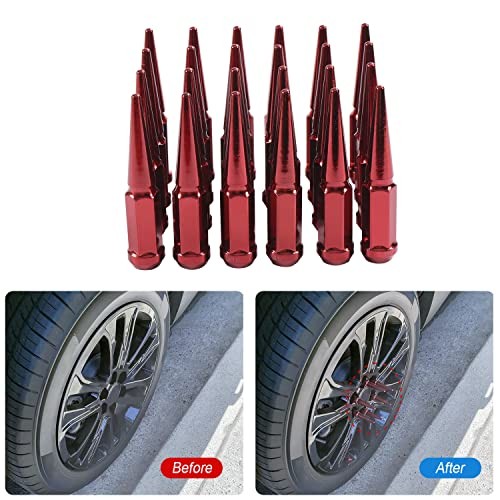 CARMOCAR 24 PCS Wheel Spike Lug Nuts 14 mm x 1.5 for Chevy Silverado,Tahoe 4.4″