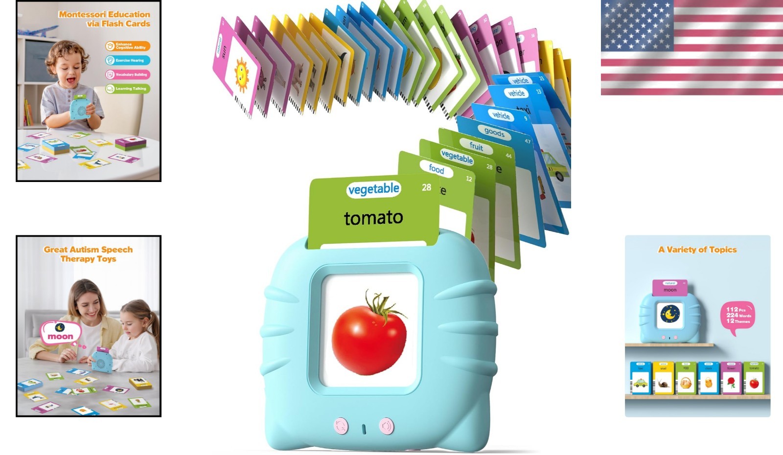 Talking Flash Cards for Toddlers – 224 Montessori Words for Language Learning