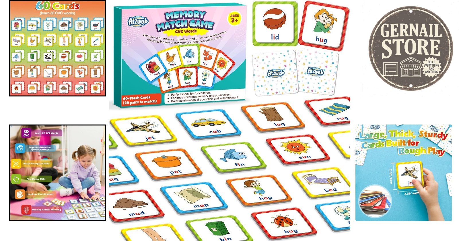 Educational CVC Word Game – 60 Durable Cards for Preschool Learning Fun