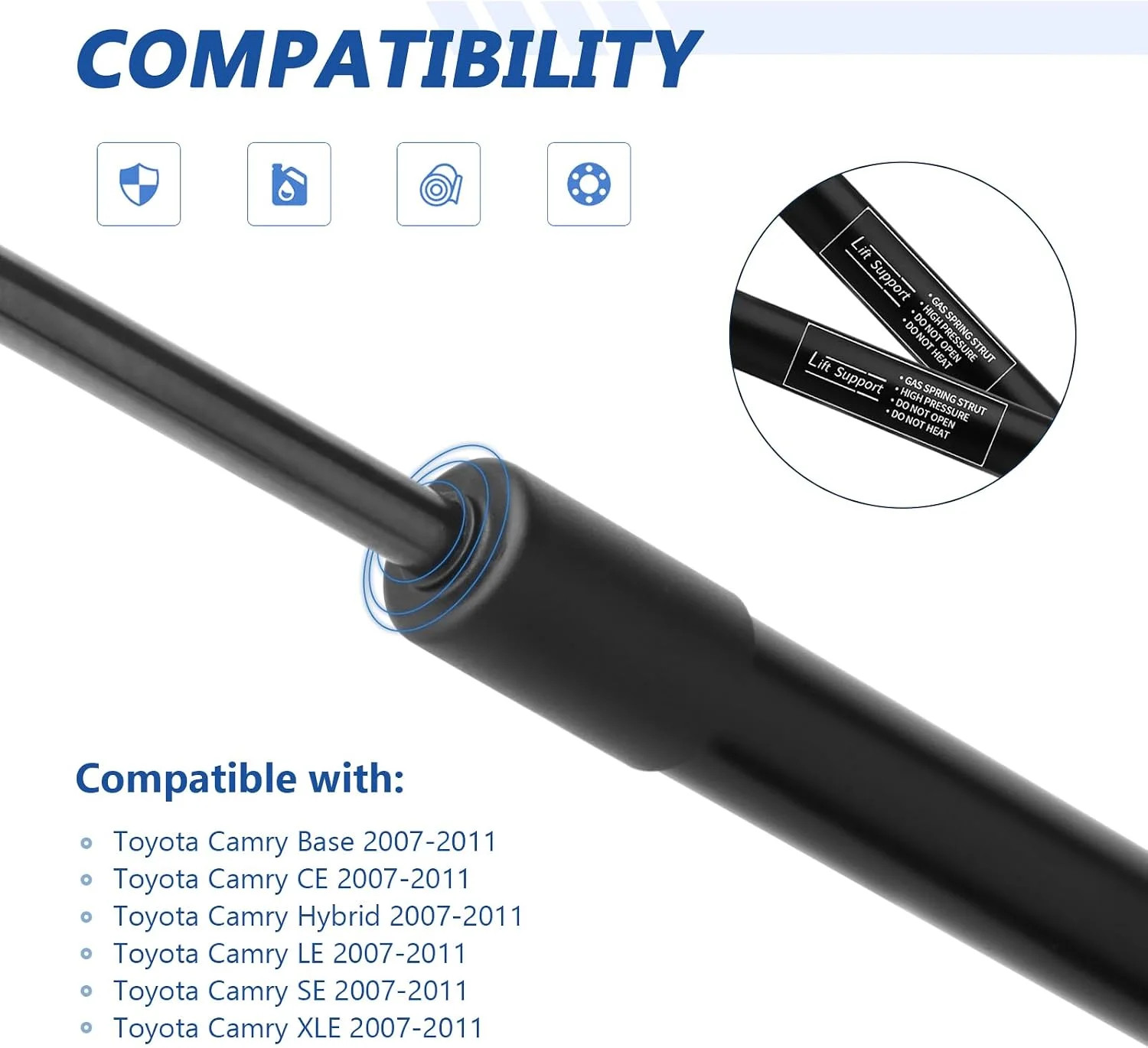 6333 Hood Strut Lift Support for 2007 2008 2009 2010 2011 Toyota Camry SE/XLE/CE