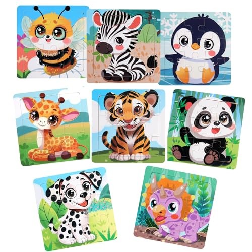 Wooden Puzzles for Toddlers 2-4, 9 Pieces Jigsaw Puzzles 8-piece Animal Puzzle