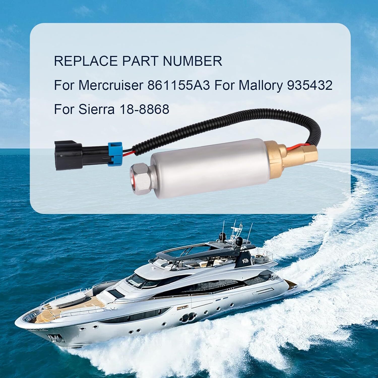861155A3 Electric Fuel Pump Replacement For Mercury Mercruiser Marine Boat 4.3L