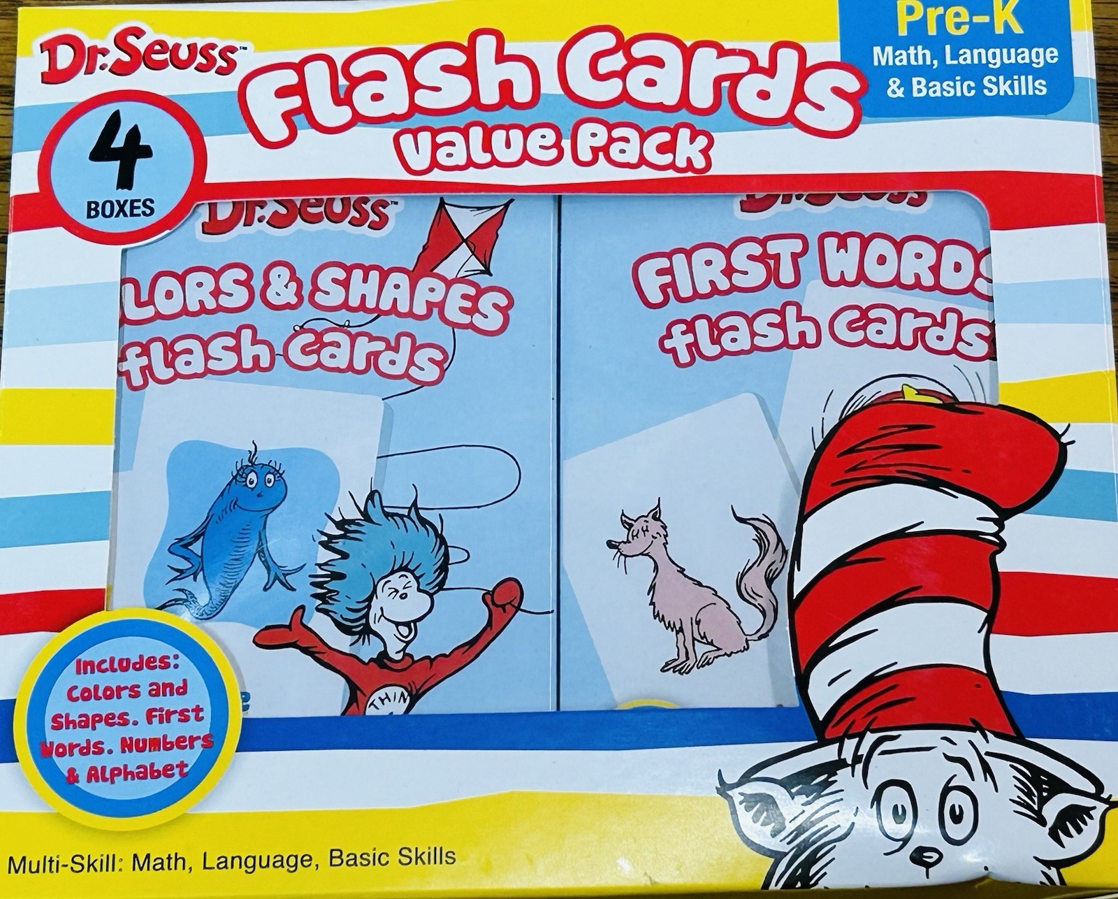 Dr Seuss Flash Cards Se 4 Boxes Pre-K 1st Words Colors Shapes Alphabet Numbers