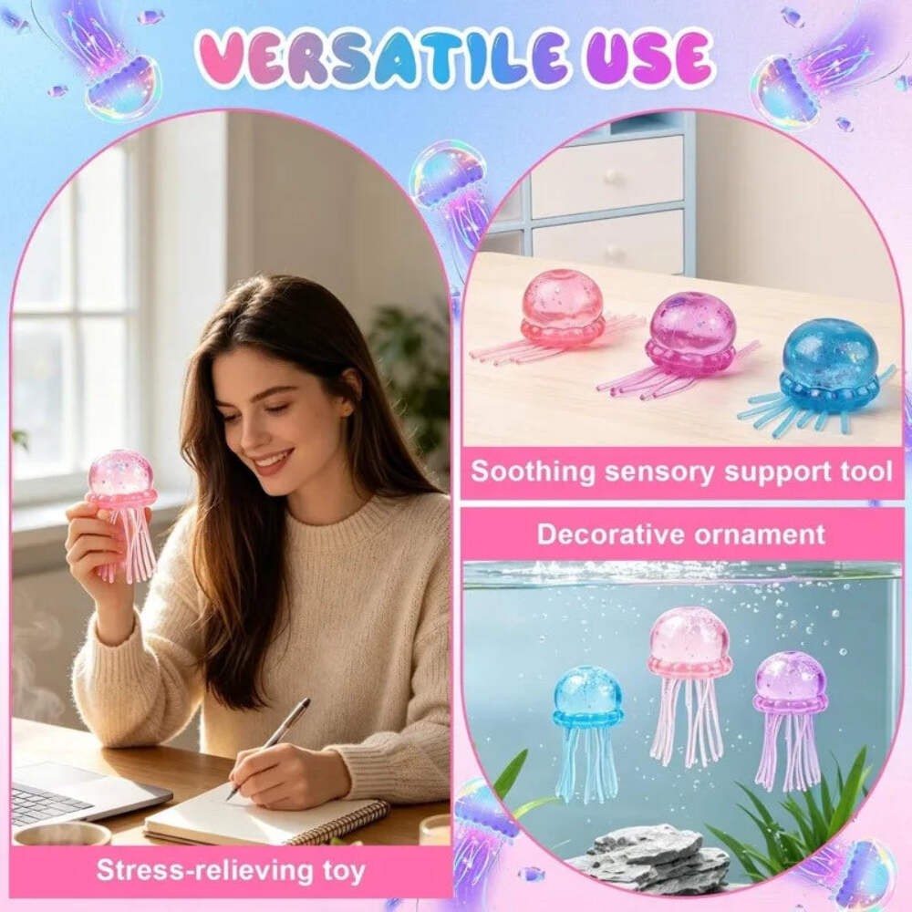 Jellyfish & Cube Squishy Stress Relief Toy Soft Sensory Fidget Squeeze