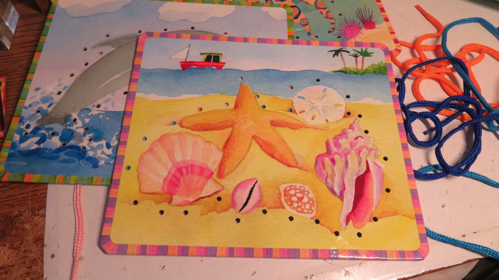 Vintage 2005 EEBOO Under The Sea Lacing Cards LEARNING TOOL EEBOO Kids Game Toy
