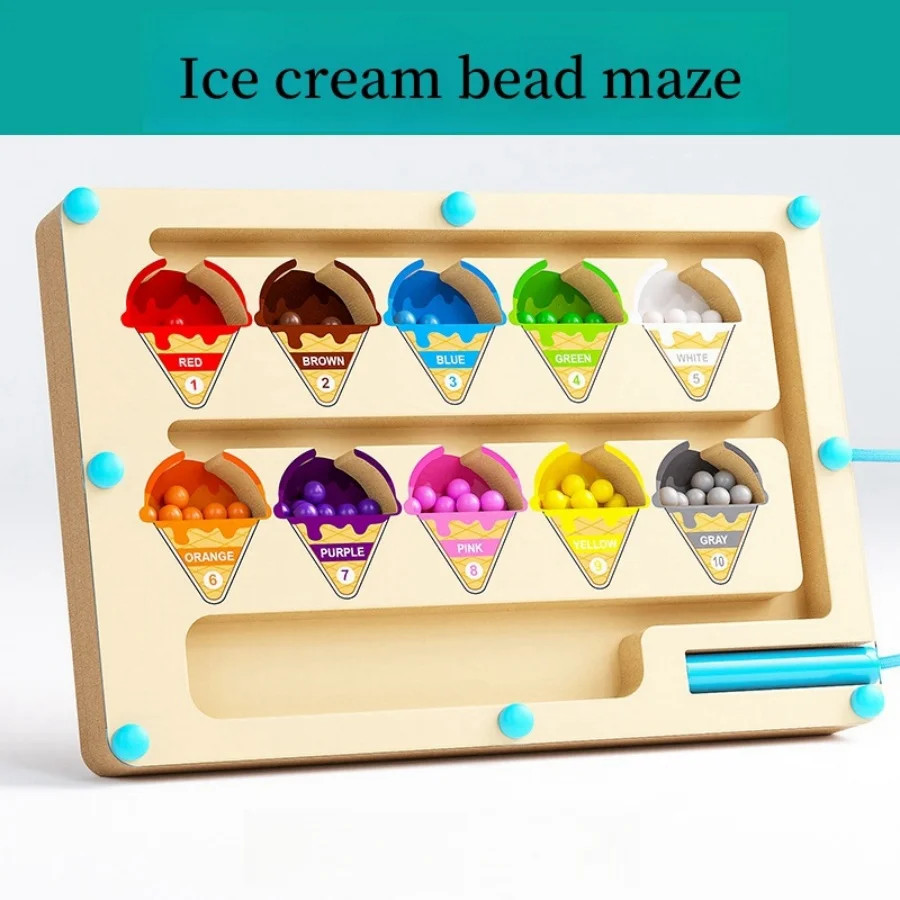 Magnetic Maze Toy Digital Beads Puzzle Game Attention Training Montessori Kids