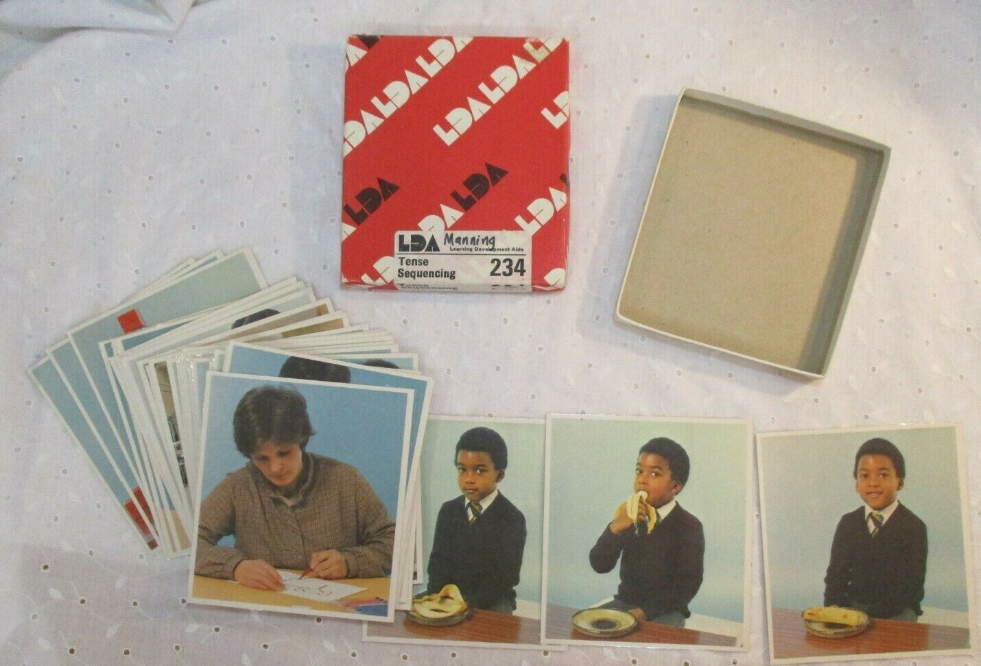 Vintage 1982 LDA Learning Development Aids Cards Photos Tense Sequencing England