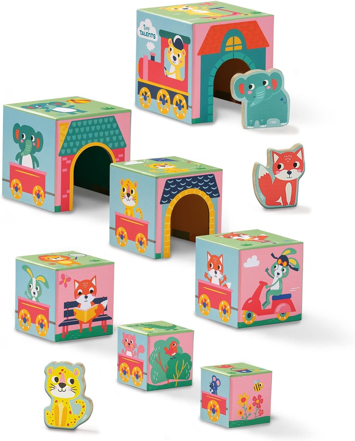 SES Creative 13142 – Stacking blocks tower with animal figures