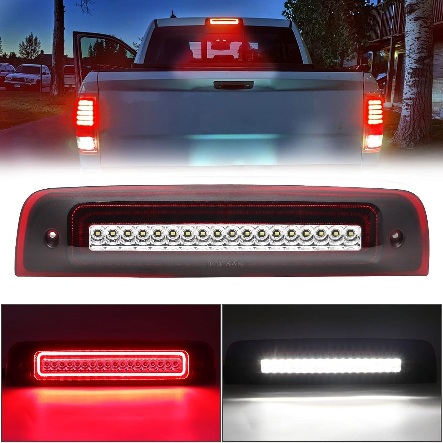 Ram 1500 3rd Brake Light LED Strobe F1 Style Red Flash Cargo Lamp