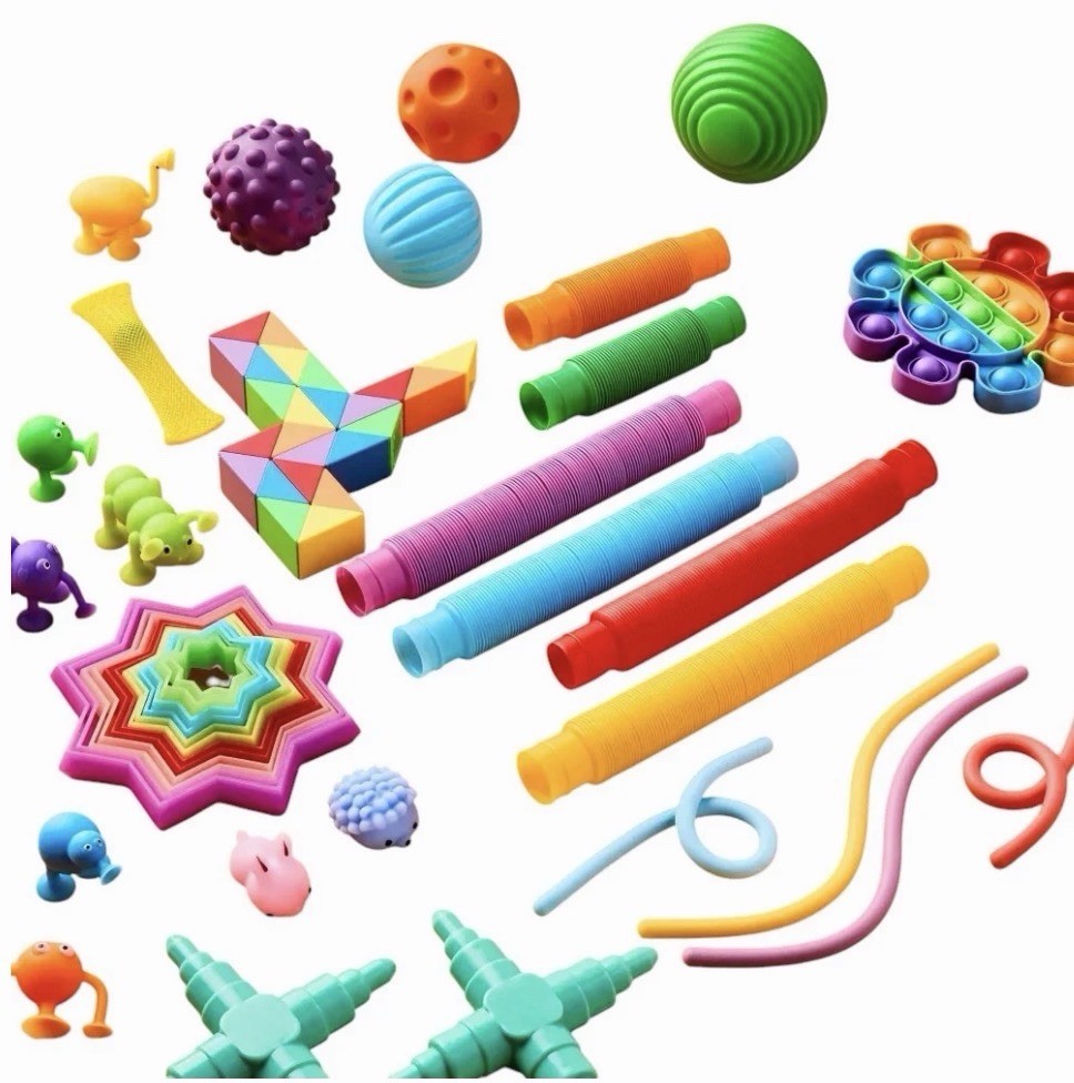 🔥Gigglescape Fidget Box 28-Piece Set For Ages 3+ Stretch, Twist & Squeeze!🔥