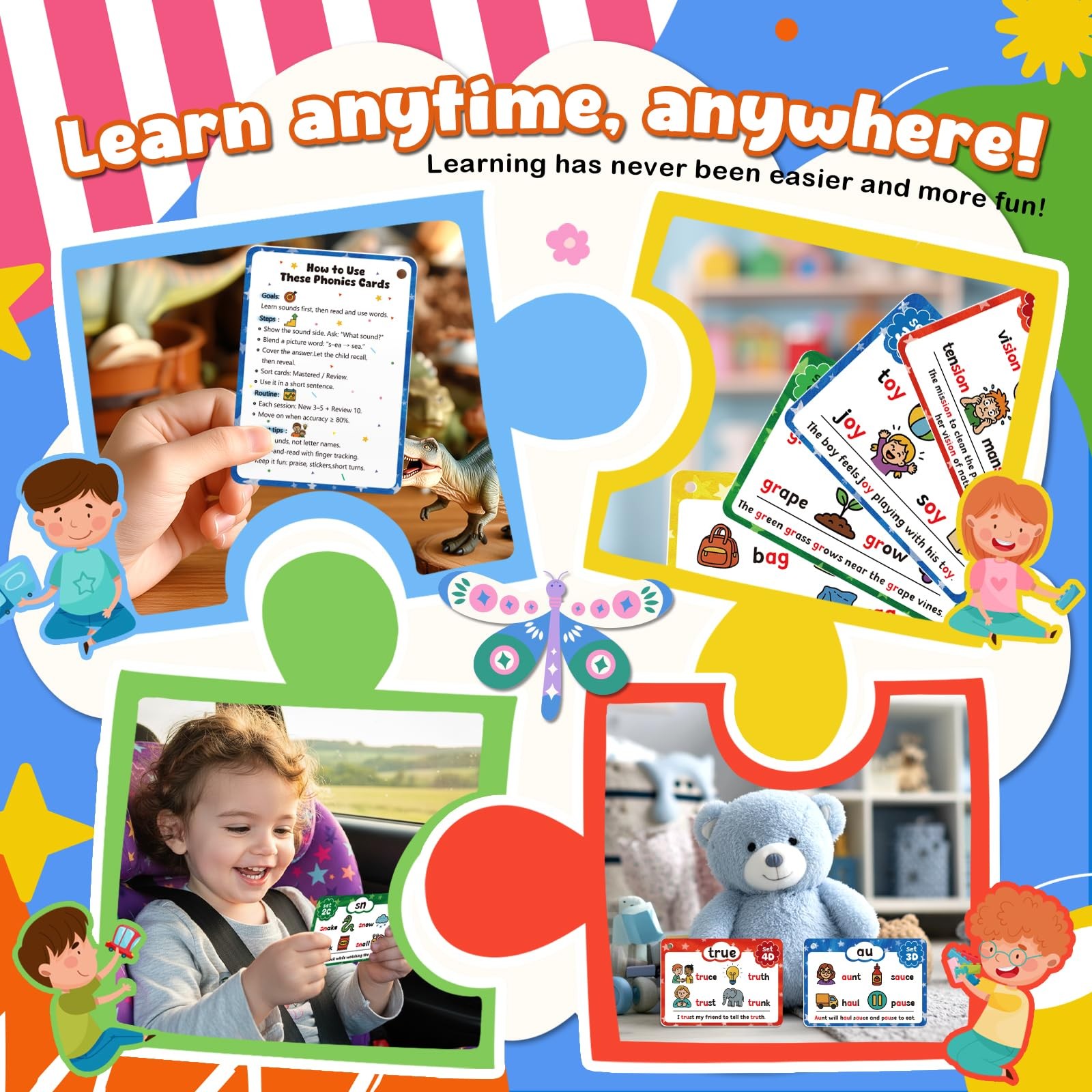 Phonics Flash Cards, Sight Words Flash Cards for Kindergarten, Learn to Read …
