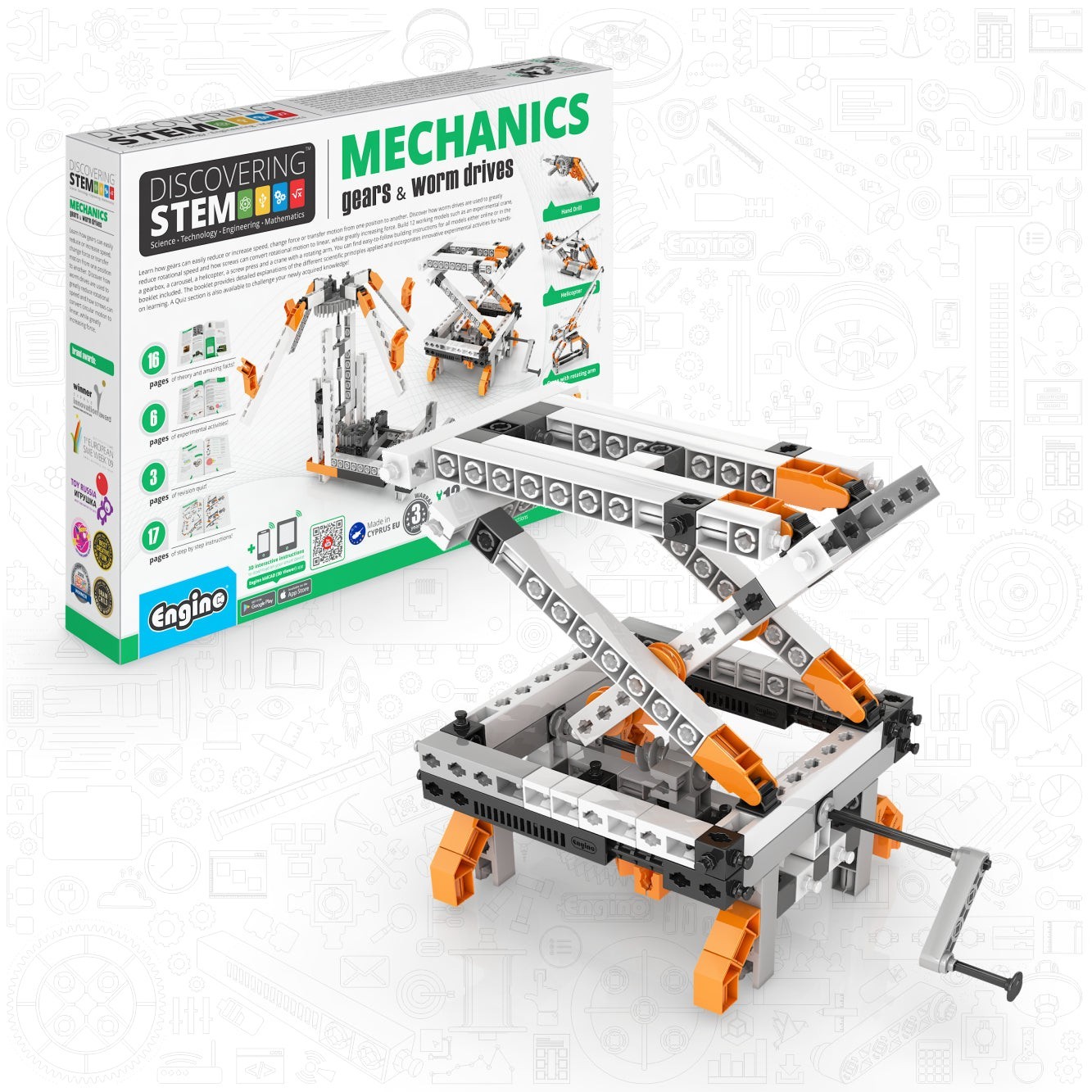 Engino STEM Mechanics: Gears & Worm Driveset New. Ages 6 To 13 Mechanics Movemen