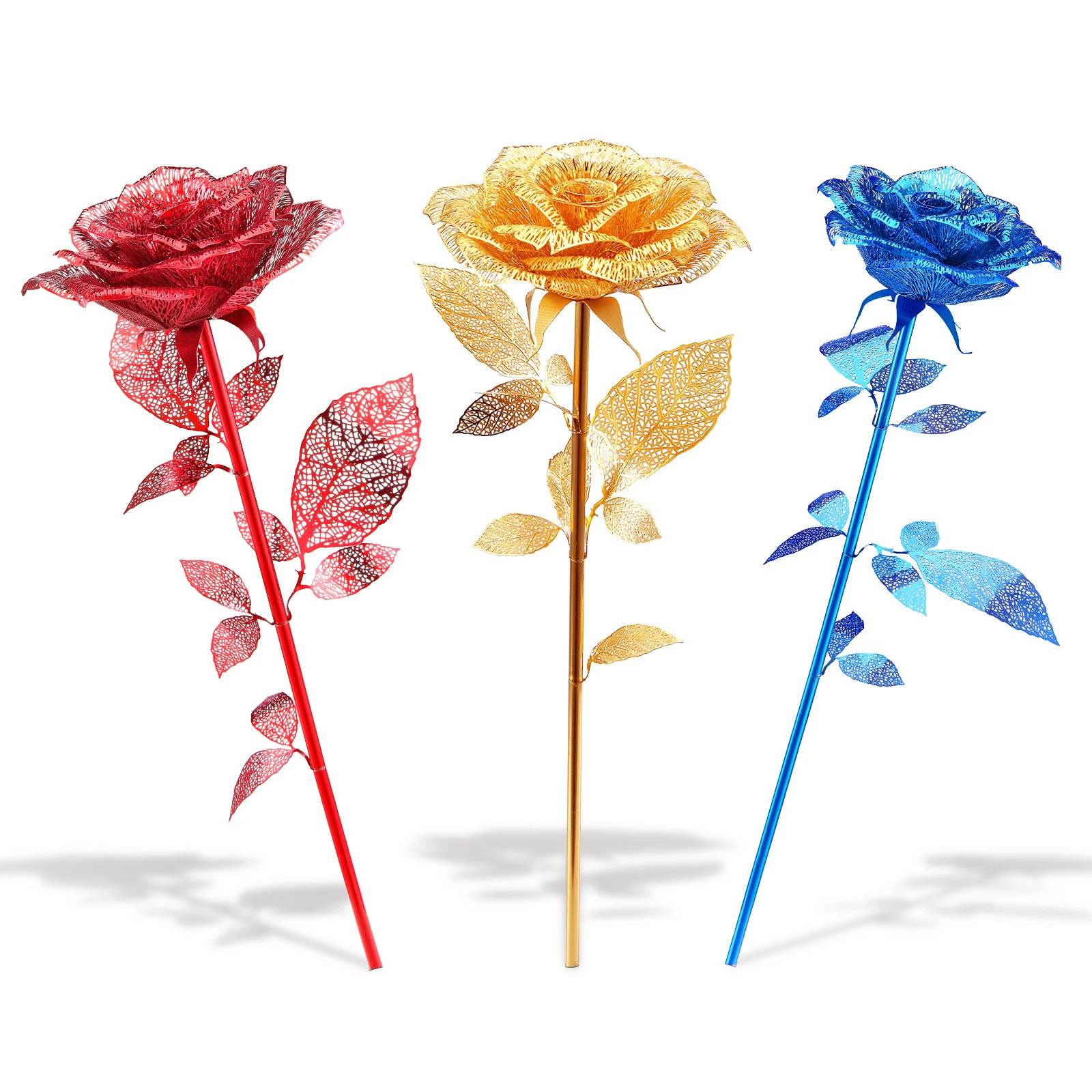3D Metal Puzzle-Rose Model Building Kits Jigsaw Toy Adults Brain Teaser Gifts