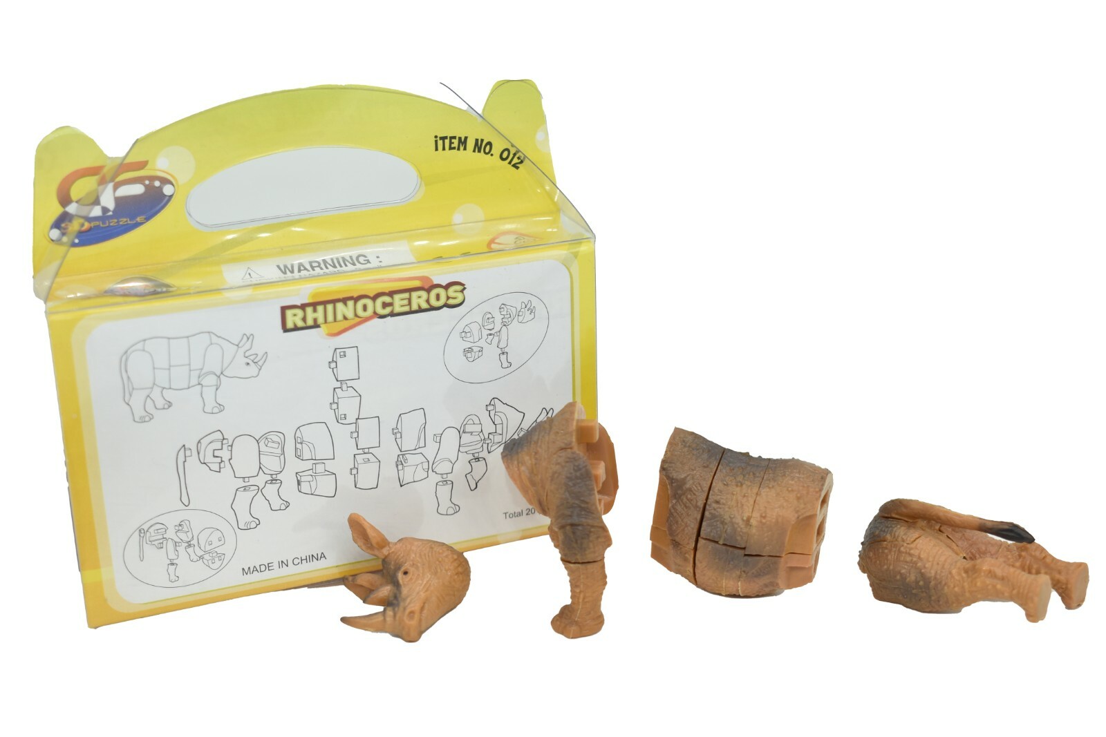 Rhino, Rhinoceros 3D Interlocking Puzzle Plastic Replica 3″ – F3029 B331