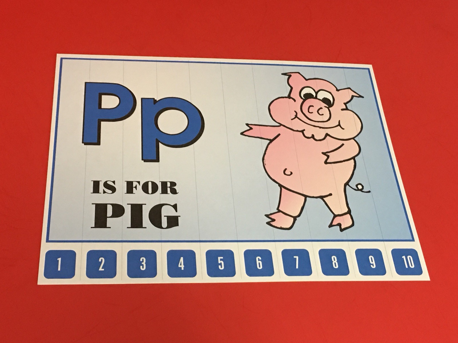 Letter P Pig – Number Sequencing Puzzle, numbers 1-10 Laminated