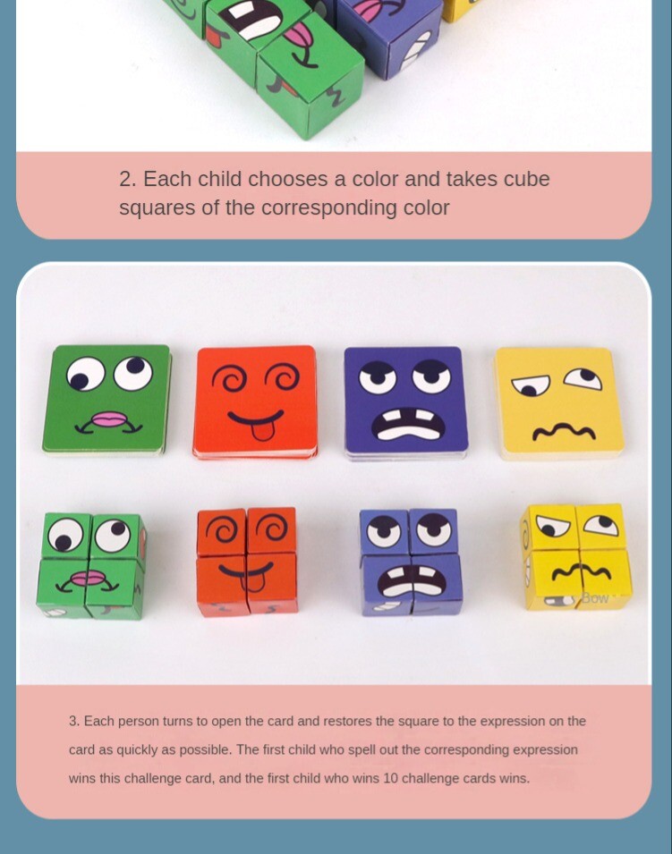 Face Changing Puzzle Building Cubes Interaction Toy Cube Board Game Kids
