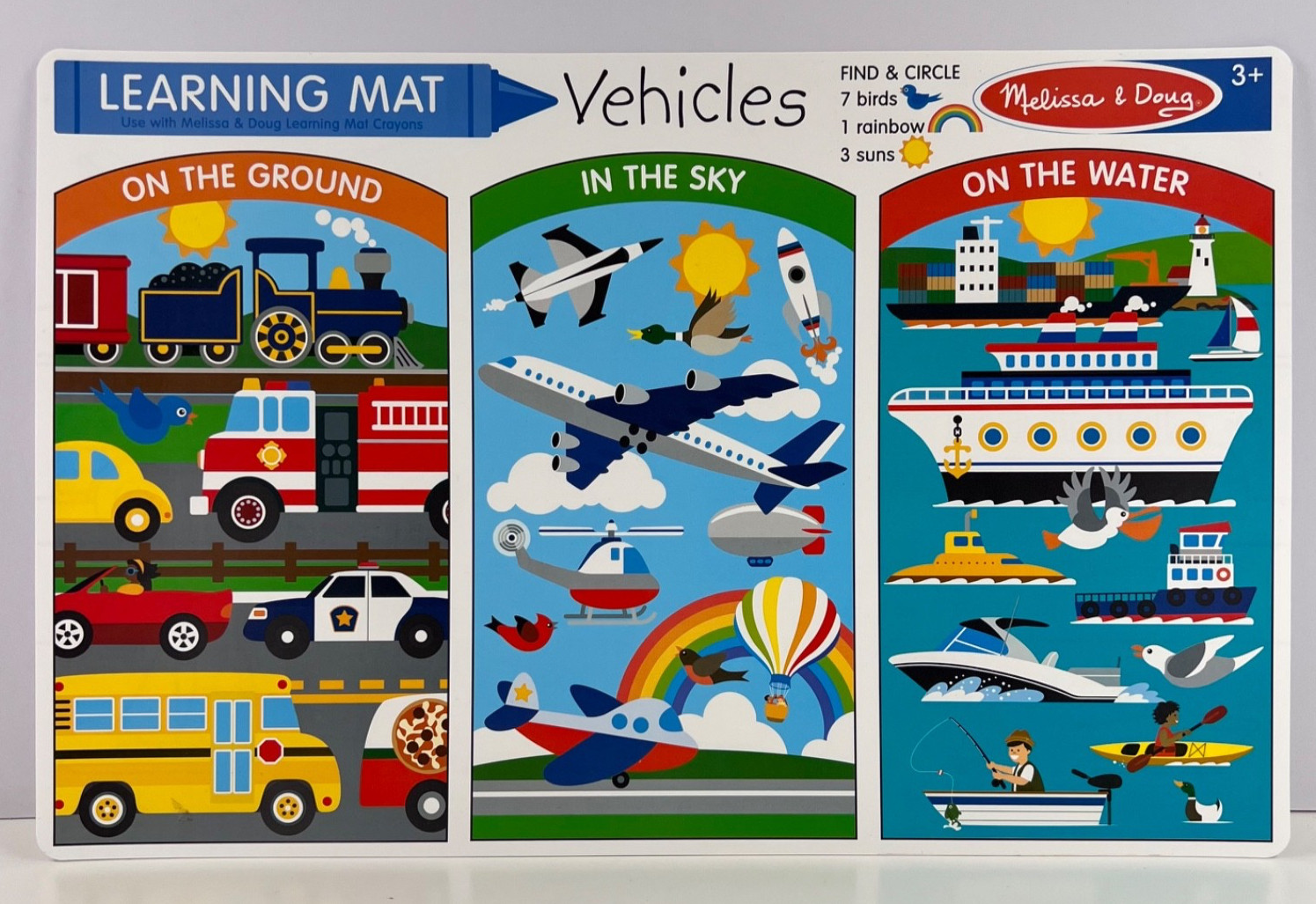 Melissa & Doug Learning Mat Vehicles Reusable Dry-Erase Activity Mat 3+