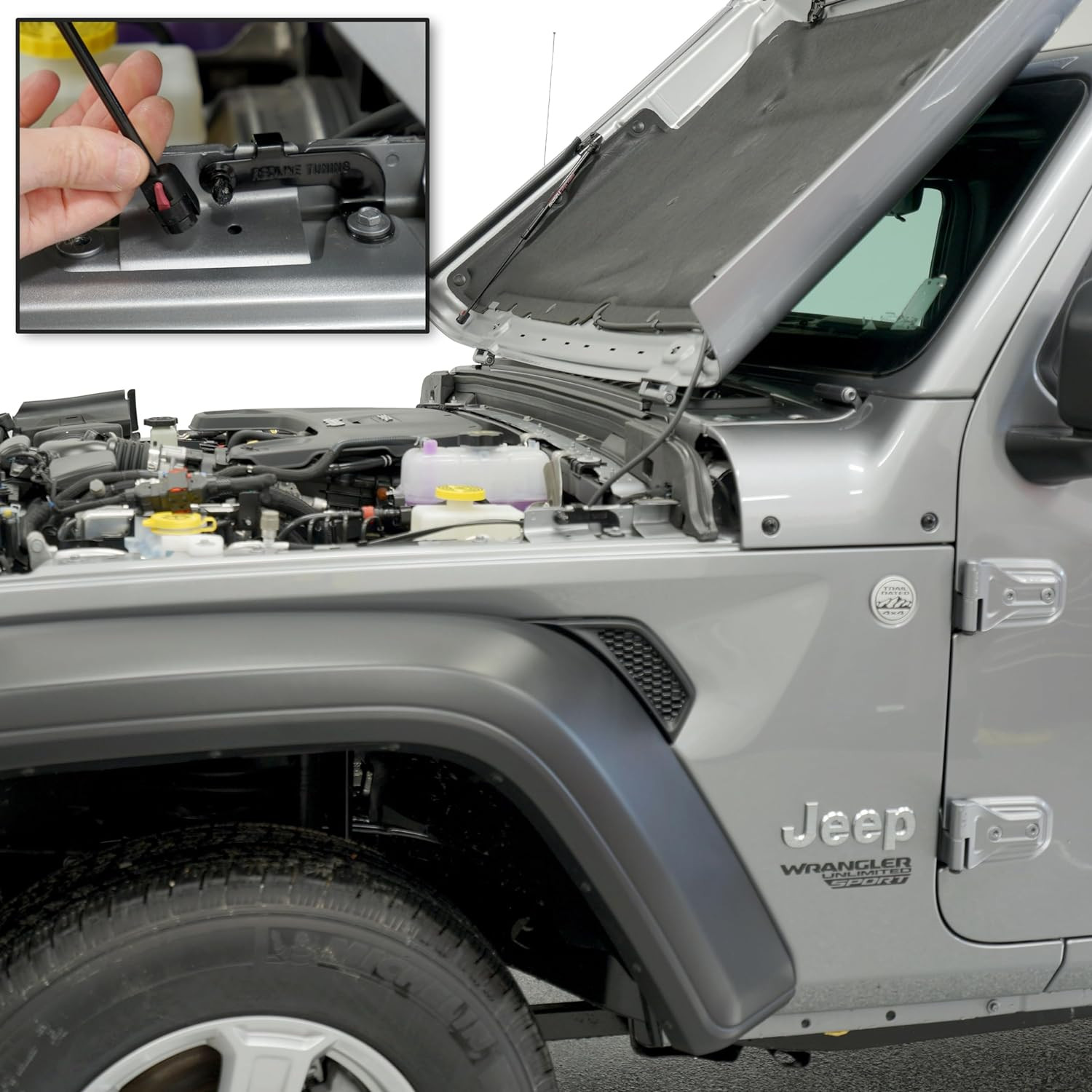 Hood Quicklift Plus for Jeep Wrangler JL & Gladiator JT – All Black Components
