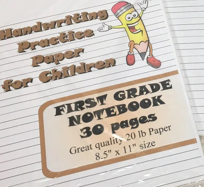 First Grade Notebook Page – Handwriting Practice Paper For Children – 30 Sheets