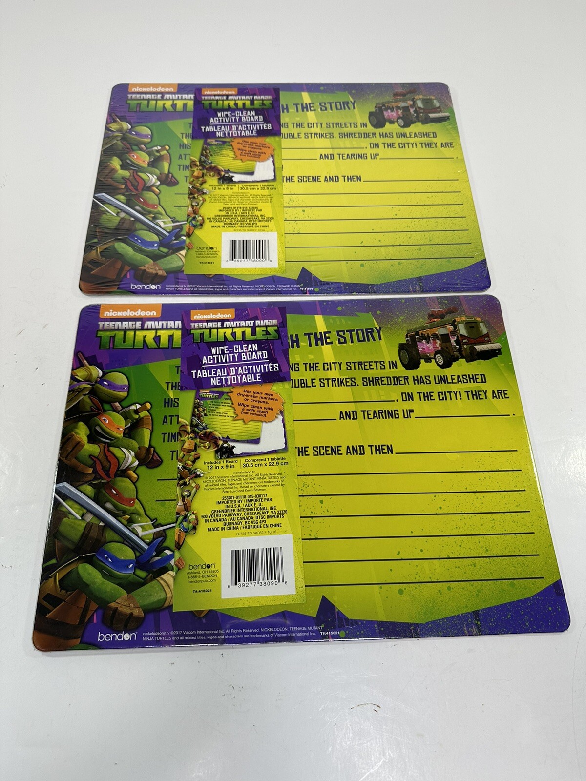 2 TEENAGE MUTANT NINJA TURTLES WIPE-CLEAN ACTIVITY BOARD DRY ERASE NEW KIDS FUN!