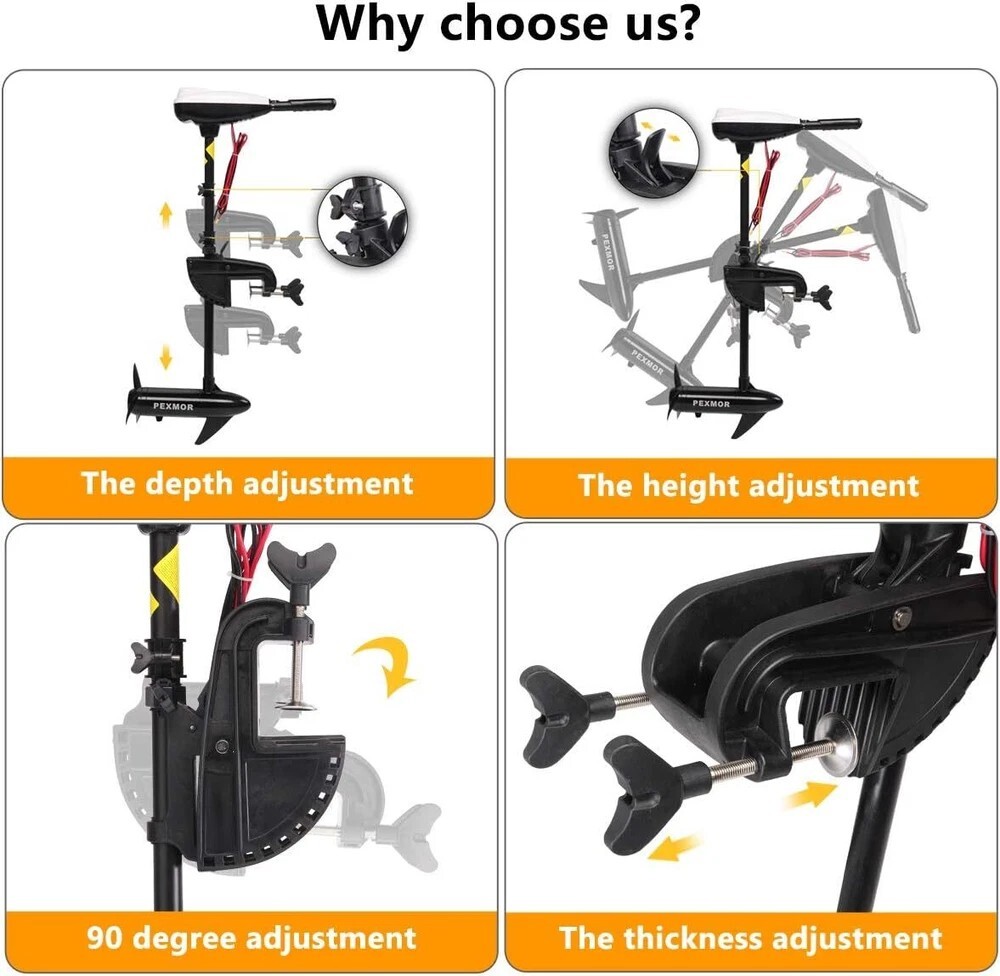 PEXMOR 8 Speed Electric Trolling Motor, Electric Outboard Boat Motor