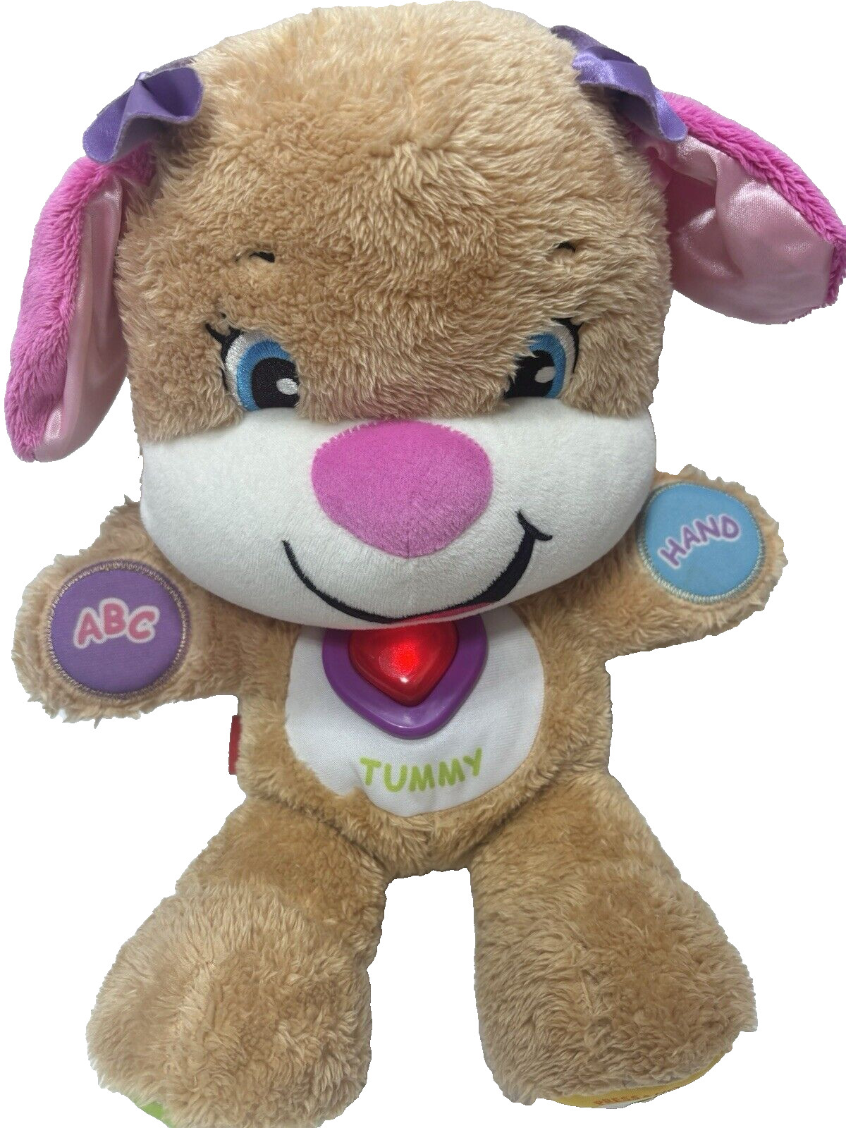 Fisher Price ABC Baby Plush Bear: Interactive Learning Talking Tummy Musical Toy