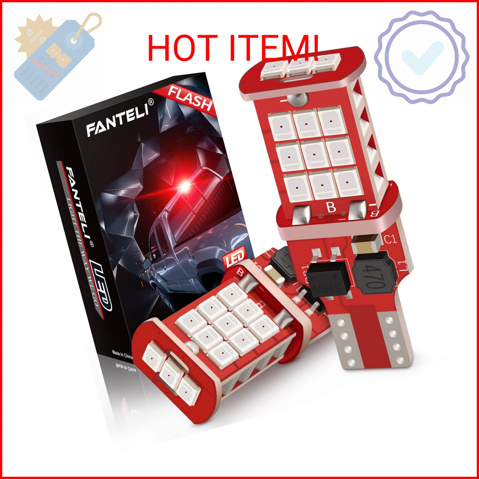 FANTELI 912 921 LED Bulb, Strobe Flashing 3rd Third Brake Center High Mount Stop