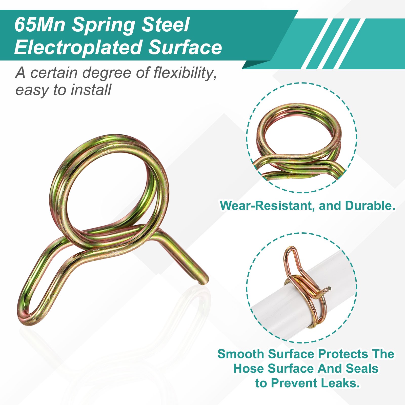 12Pcs 8mm ID Double Wire Spring Hose Clamp Spring Clips Clamps