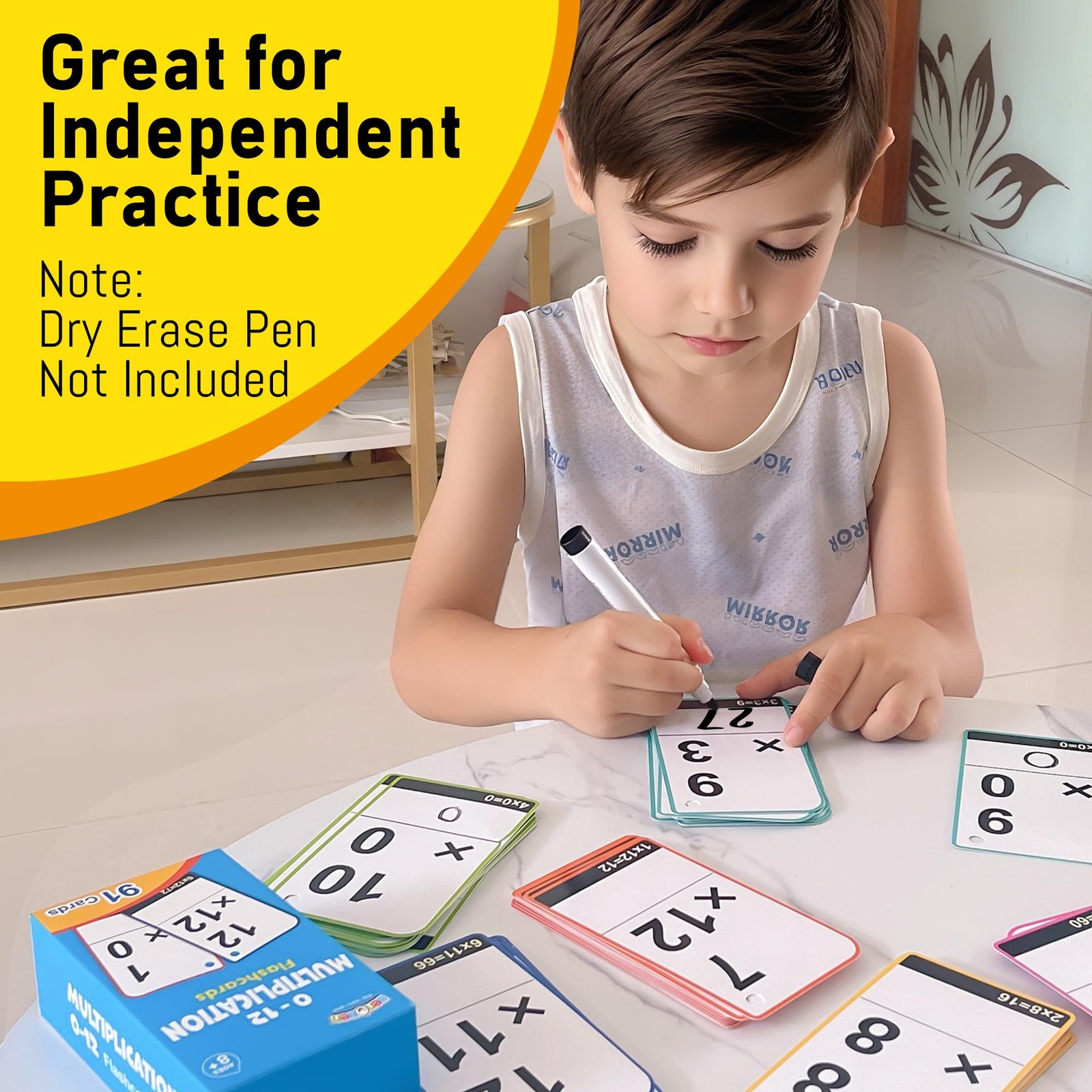 Multiplication Flash Cards 012, 91 Cards, Times Table Flash Cards with Rings,…