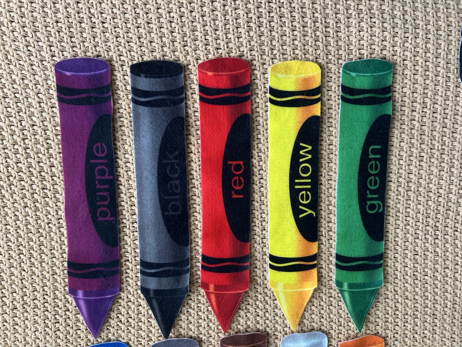 Learning Time Colors Crayon Felt Flannel Board Figures Set 10 Piece