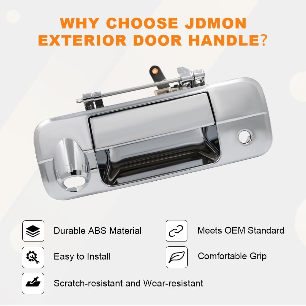 JDMON Chrome Tailgate Door Handle w/Rear Camera Hole Replacement for Toyota