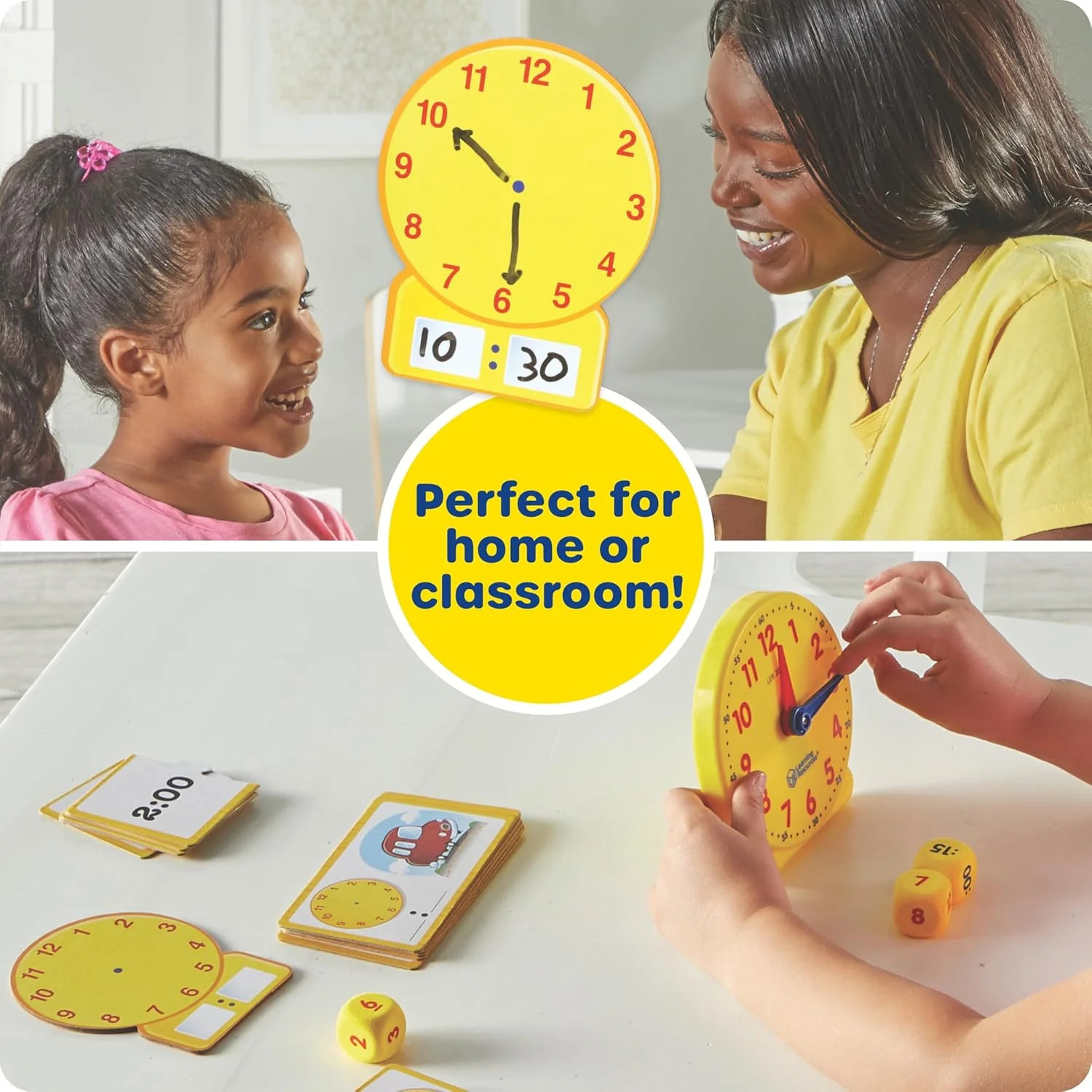 Learning Resources Time Activity Set – Kids Learning Clock, Classroom Clocks for