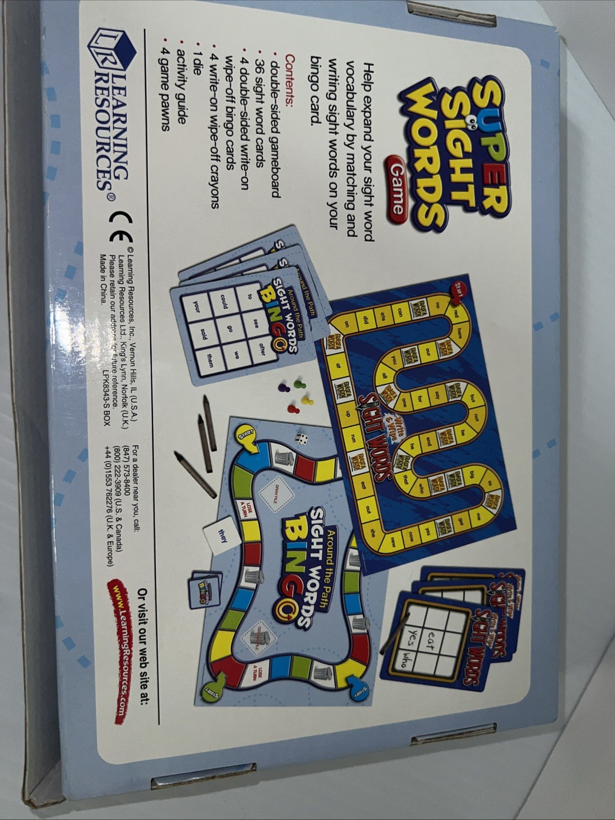 Sight Word Bingo By Learning Resources Grades PreK-1 Two Games In One