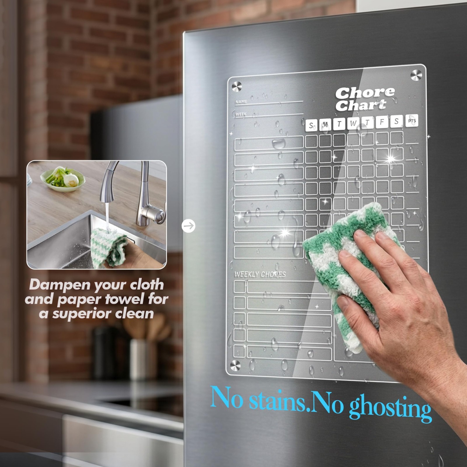 Acrylic Magnetic Chore Chart Set for Kids & Adults – Dry Erase Reward Board, 12″