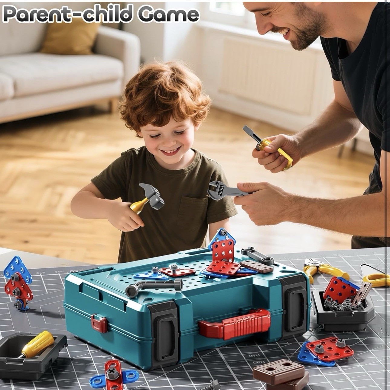 Kids Tool Set Workbench Toy – 2-in-1 Construction Playset for Ages 3-8