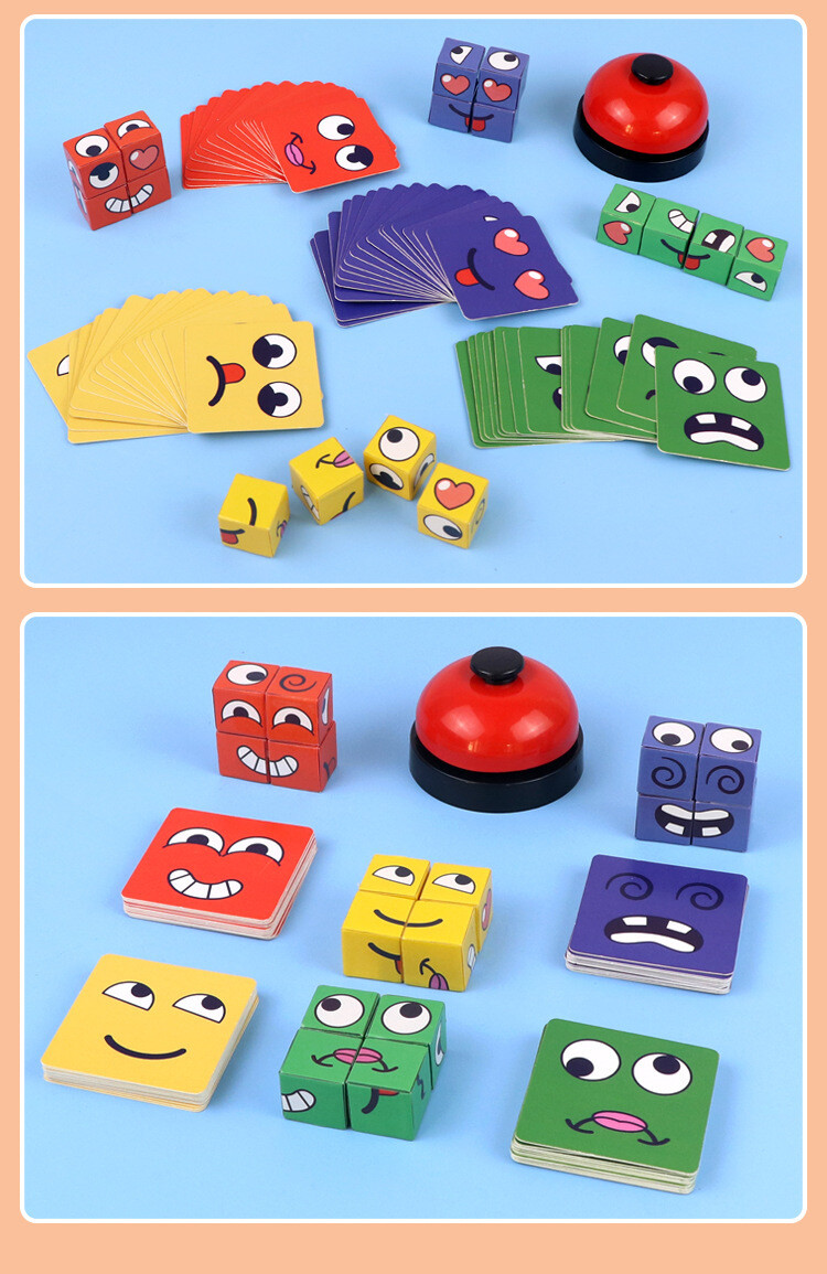 Face Changing Puzzle Building Cubes Interaction Toy Cube Board Game Kids